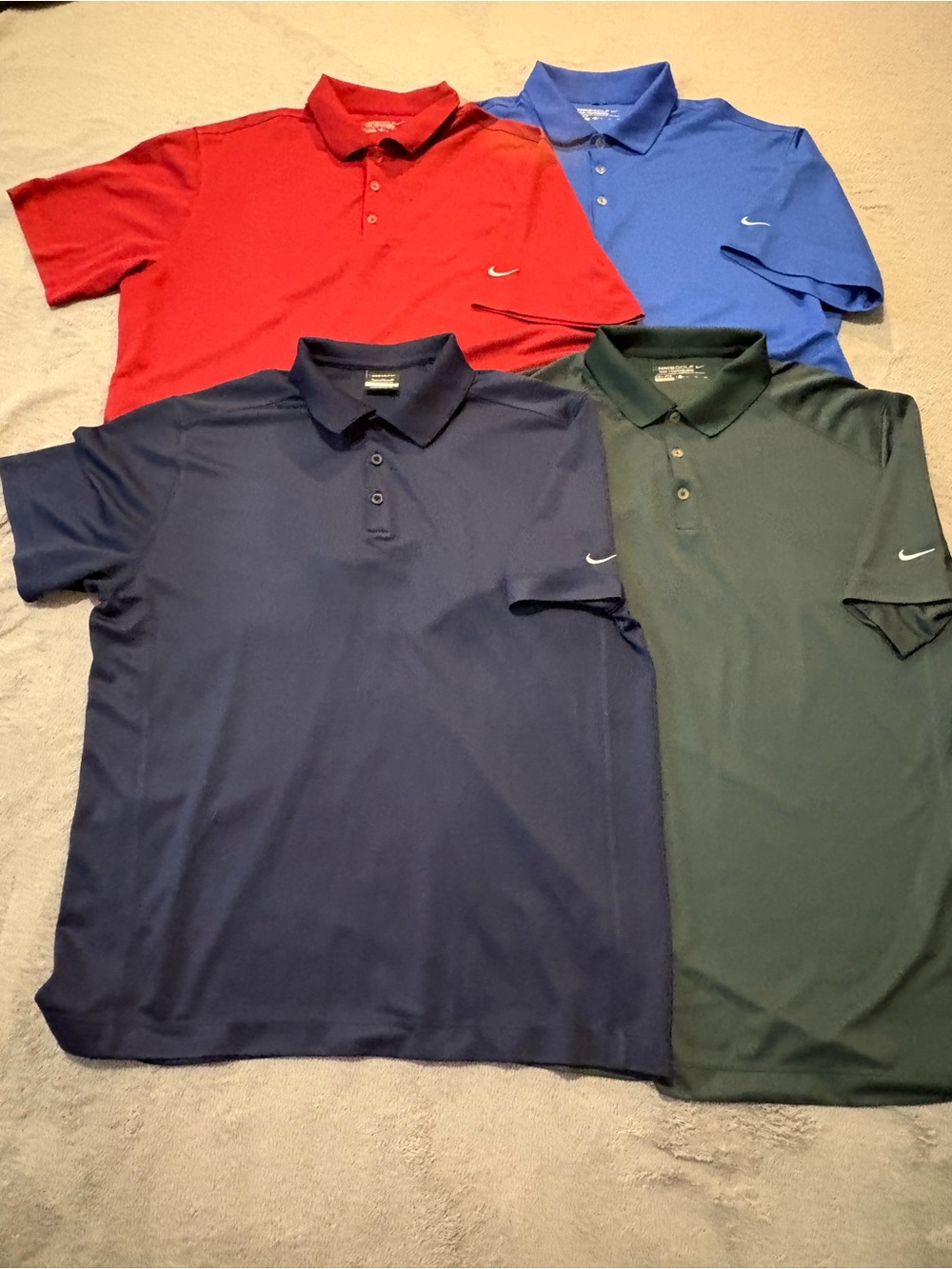 Lot of 4 Nike Men’s Dri-FIT Polo / Golf Shirt - Blue, Red, Navy, Green - size XL